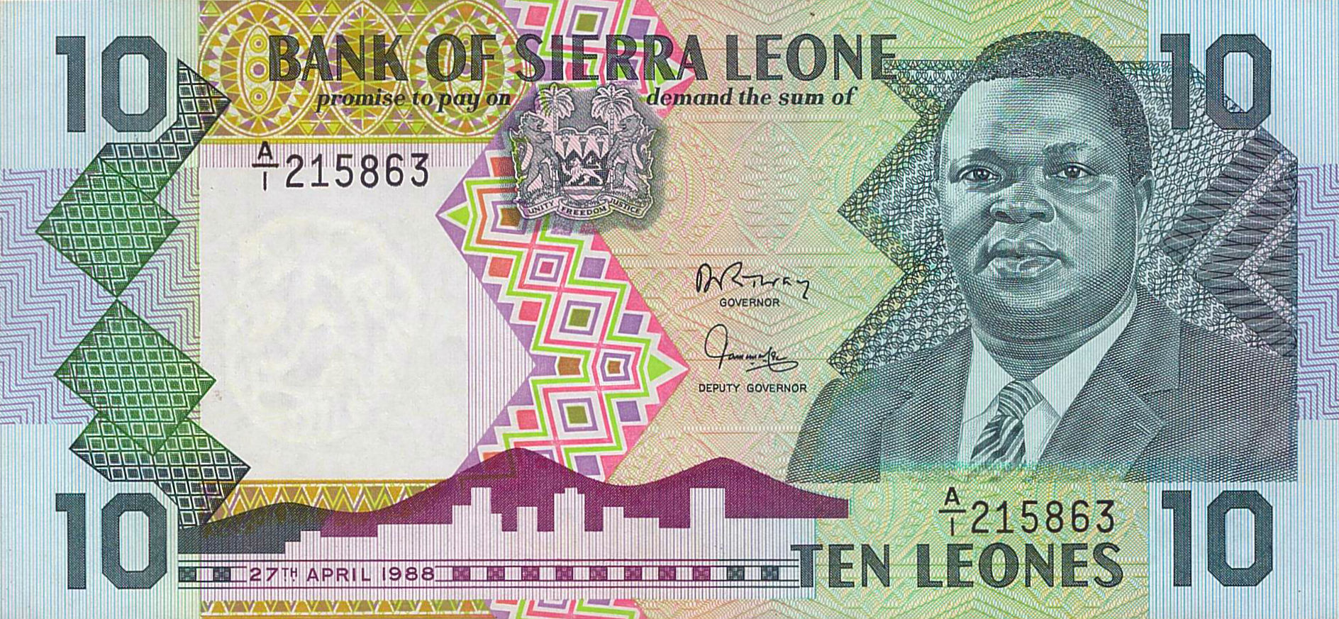 Sierra Leone 10 1988 UNC P-15